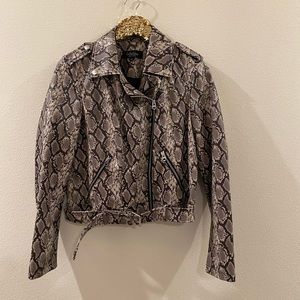 Snake Print Faux Leather Jacket
